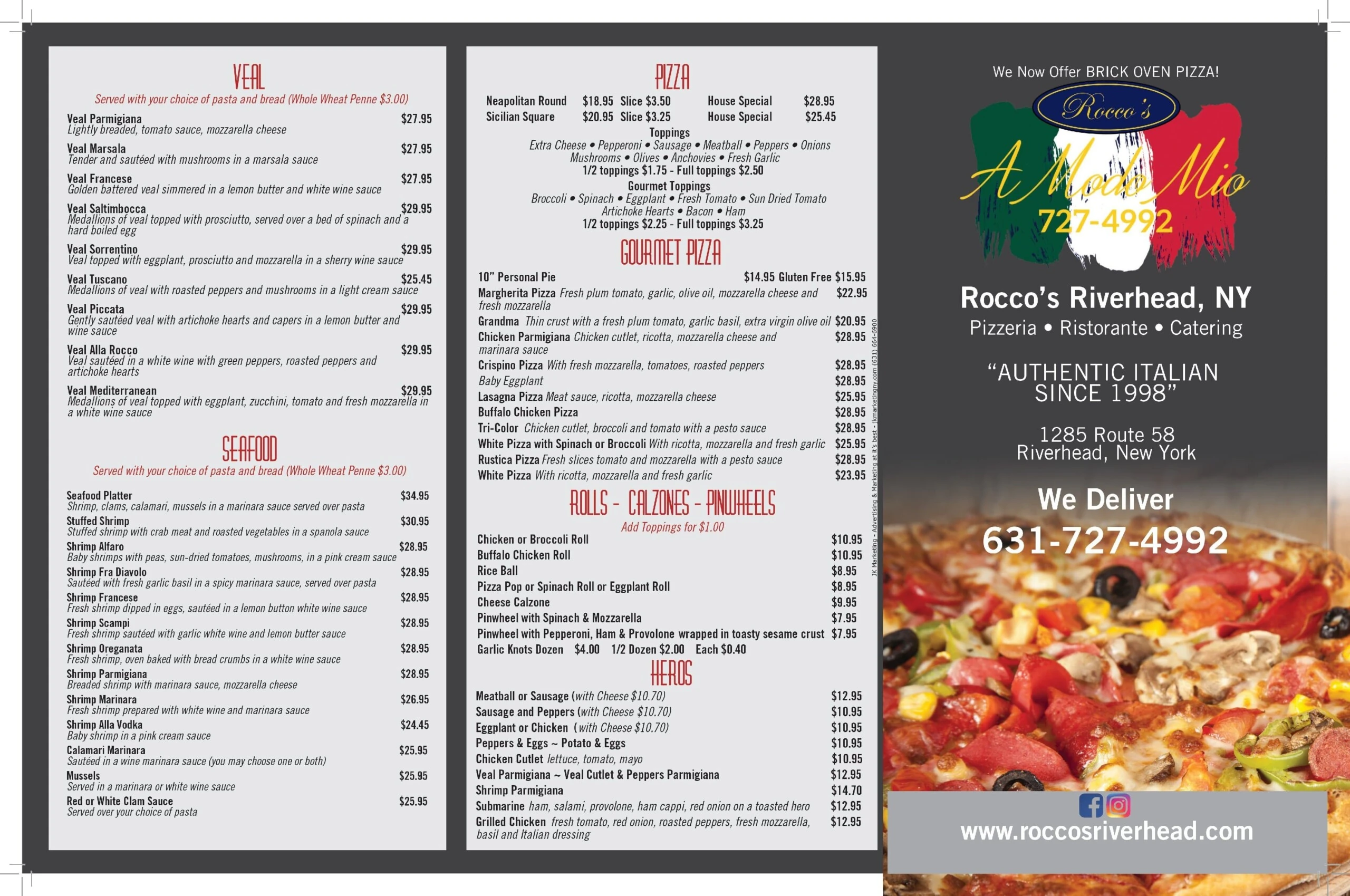 Rocco's main menu — outside